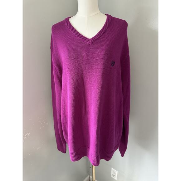 90s Chaps Ralph Lauren Magenta Pullover 100% Cotton Sweater Size XL unisex - Picture 1 of 8